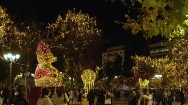 Athènes Grèce Décembre 2023 Place Ville Avec Décorations Noël Lumières — Video