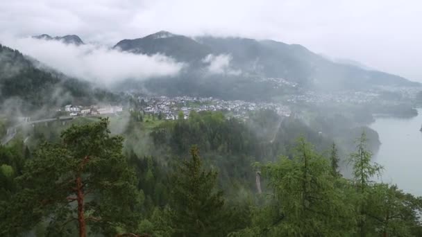 Moody Krajobraz Alpejskim Jeziorem Lago Cadore Górach Dolomitów Cortina Dampezzo — Wideo stockowe