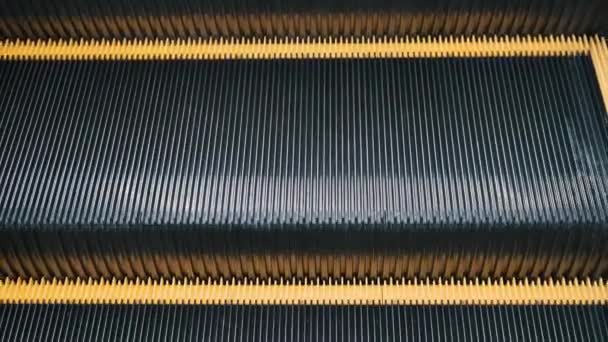 Close Moving Escalator Stairs Calming Rhythm Minimalistic Abstract Technology Texture — Stock Video