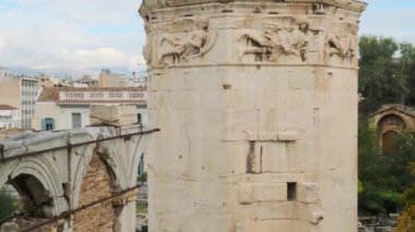 Atina kenti, Yunanistan 'da Rüzgar Kulesi' yle Roman Agora. Antik Roma Forumu 'nun arkeolojik alanı. Ünlü turistik yer. Seyahat hedefi.
