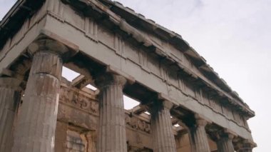 Antik Agora 'daki Hephaestus Tapınağı, Atina, Yunanistan. Antik Yunan mimarisi. Popüler seyahat hedefi.