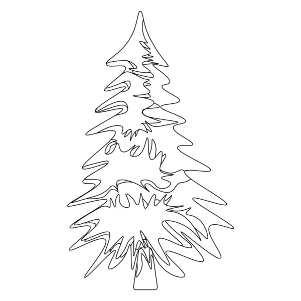 Zelená Borovice Stylu Obrysu Tradiční Lesní Strom Vektorové Ilustrace Izolované — Stockový vektor