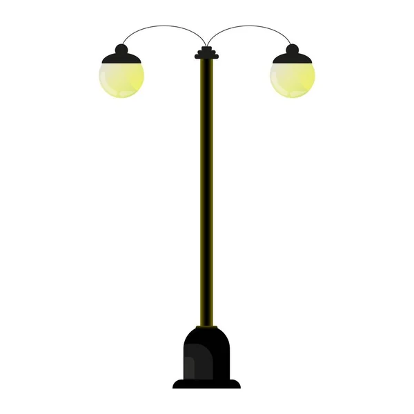 漫画式的街灯 城市路灯 经典的公园街灯柱 在白色背景上孤立的彩色矢量图 — 图库矢量图片