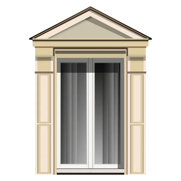 Dormer Penceresi Gerçekçi Evlerin Mimari Detayları Beyaz Arkaplanda Izole Edilmiş — Stok Vektör