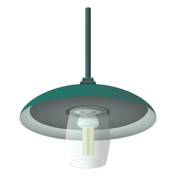 Hängande Utomhuslampa Med Grön Lampskärm Realistisk Stil Glasglödlampa Färgglada Vektor — Stock vektor