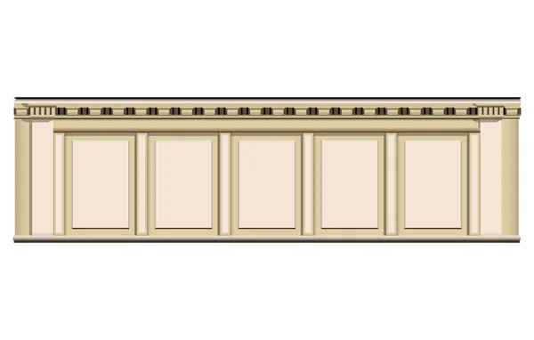 明快的米色墙壁和柱体 风格逼真 旧建筑的立面 在白色背景上孤立的彩色插图 — 图库照片