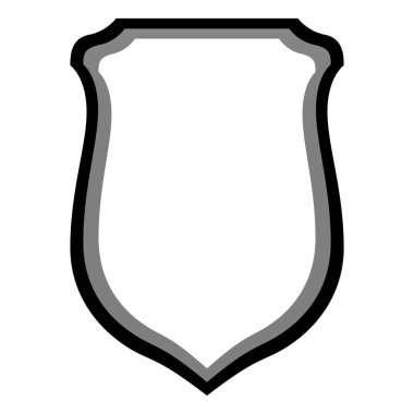 Kalkan simgesi şablonu. Düz stil logo tasarımı. Beyaz arkaplanda renkli bir illüstrasyon.