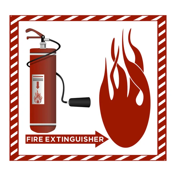 Brandsläckare Skylt Realistisk Stil Färgglad Illustration Vit Bakgrund — Stockfoto