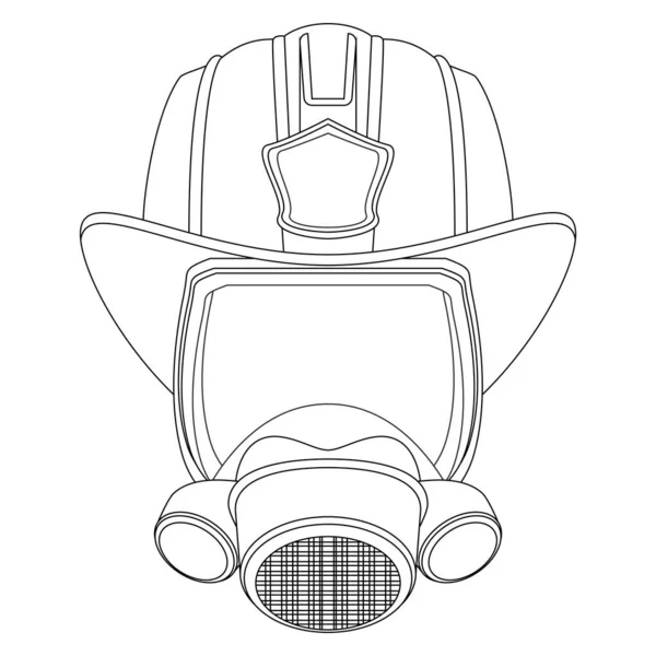 Firefighter Coloring Page Mask Helmet Head Firefighter Colorful Illustration White — Stock Photo, Image