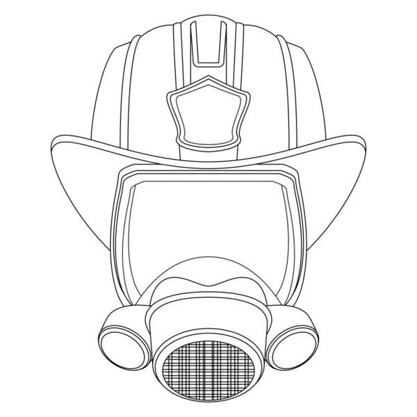 Firefighter Coloring Page Mask Helmet Head Firefighter Colorful Vector Illustration — Stock Vector