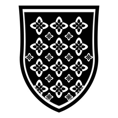 Heraldik kalkan hatlarda. Çizgili Arma Arması. Klasik kraliyet amblemi. Resimler beyaz arkaplanda izole edildi.