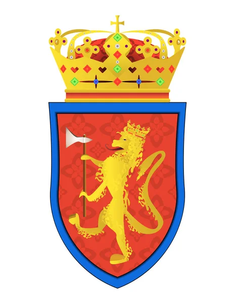 Zbrojní Plášť Korunovaný Lev Sekerou Korunou Klasický Královský Znak Ochranný — Stock fotografie