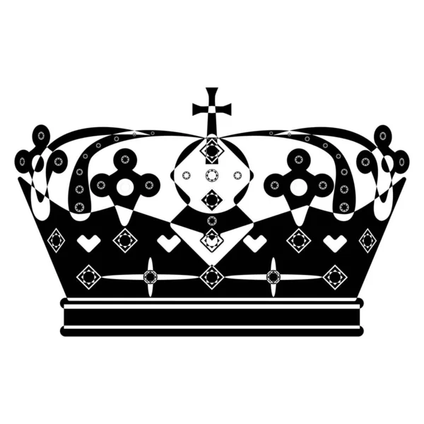 冠以轮廓风格 经典的皇家象征 在白色背景上孤立的线形插图 — 图库照片