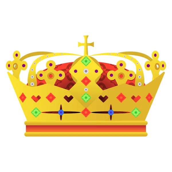 Στέμμα Ρεαλιστικό Στυλ Κλασικό Βασιλικό Σύμβολο Πολύχρωμη Απεικόνιση Που Απομονώνεται — Φωτογραφία Αρχείου