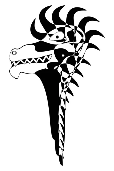 Dragon Head Τον Spikes Στη Γραμμη Ξύλινο Γλυπτό Βίκινγκ Ντράκκαρ — Φωτογραφία Αρχείου