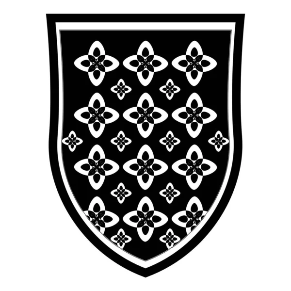 轮廓中的纹章盾 线形的臂章 经典的皇家徽章 在白色背景上孤立的说明 — 图库照片