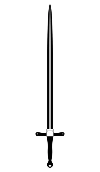Miecz Płaskiej Konstrukcji Prosta Czarna Ikona Miecza Zarys Ilustracji Izolowany — Zdjęcie stockowe