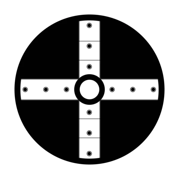 Вікінговий Щит Прямий Хрест Лінійці Зброя Вікінгів Ілюстрація Ізольована Білому — стокове фото