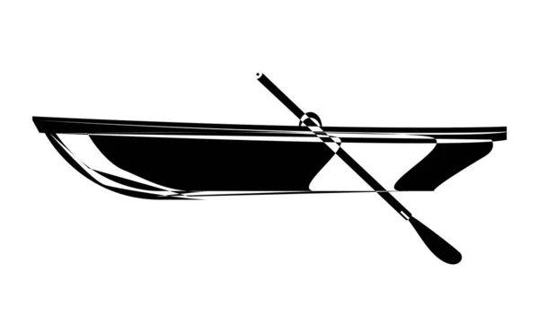 Ξύλινο Εικονίδιο Σκάφους Απλή Μαύρη Σιλουέτα Σκάφους Εικόνα Περίγραμμα Που — Φωτογραφία Αρχείου