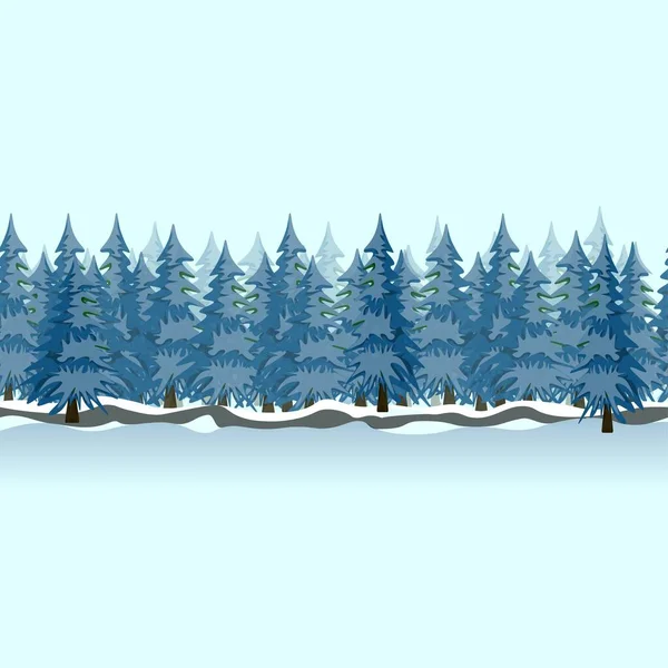 白雪覆盖的森林 美丽的冬季反复的风景 五彩缤纷的例证 — 图库照片