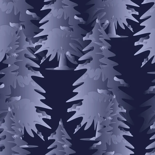 Invierno Con Abetos Pinos Nieve Vector Colorido Ilustración — Vector de stock
