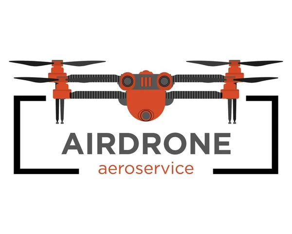Drone Logosu Gerçekçi Bir Şekilde Kameralı Quadcopter Beyaz Arkaplanda Izole — Stok fotoğraf
