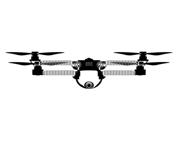 Drone Dalam Gaya Outline Quadcopter Dengan Kamera Ilustrasi Vektor Warna - Stok Vektor