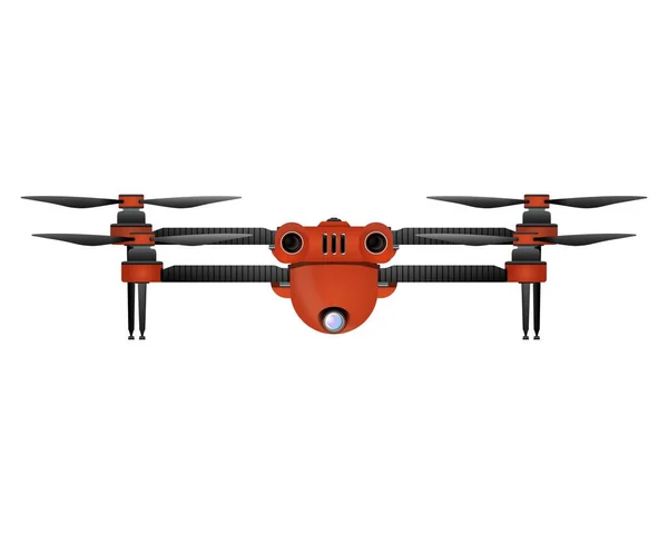 Drohne Realistischen Stil Quadrocopter Mit Kamera Bunte Vektorillustration Isoliert Auf — Stockvektor