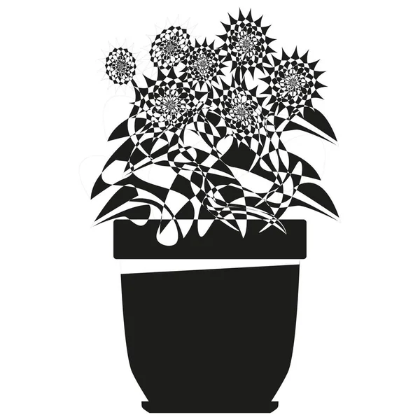 Квіти Горщику Контурному Стилі Клумба Вікна Ілюстрація Ізольована Білому Тлі — стокове фото