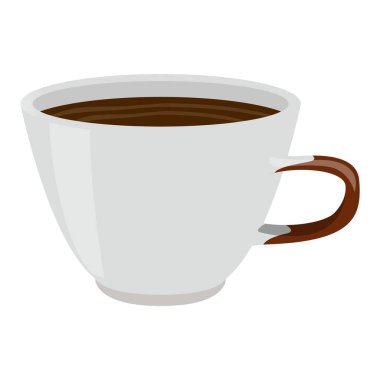 Cup of tea White in realistic style. Porcelain mug with hot cofee. Colorful vector illustration isolated on white background.