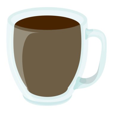 Cup of tea glass in realistic style. Porcelain mug with hot cofee. Colorful vector illustration isolated on white background.