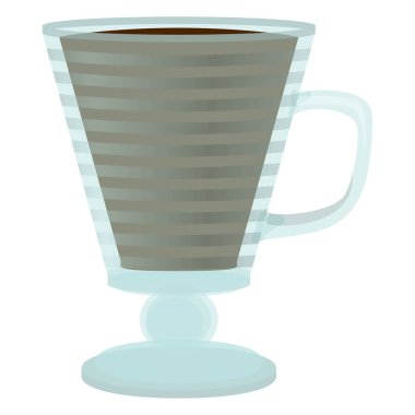 Cup of latte glass in realistic style. Porcelain mug with hot cofee. Colorful illustration isolated on white background.