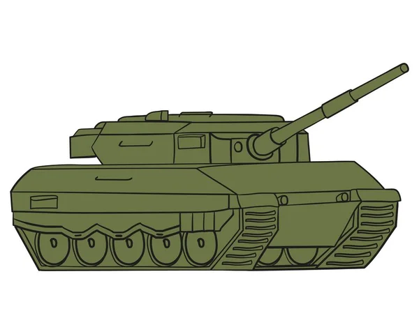 Tanque Batalla Principal Línea Arte Color Vehículo Militar Alemán Leopard — Vector de stock