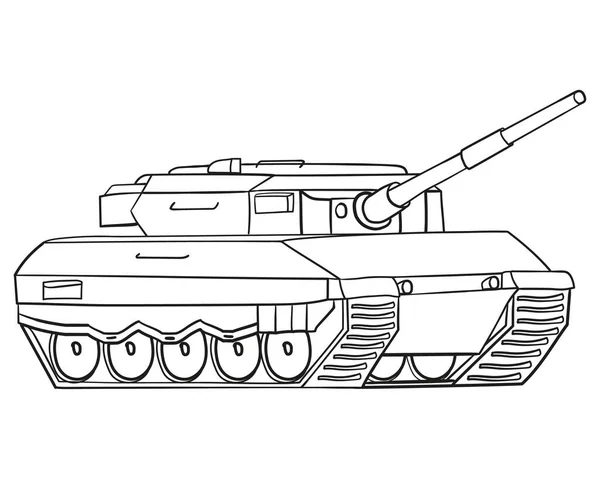 ラインアートの主力戦車 ドイツ軍用車両レオパード2 白を基調としたベクトルイラスト — ストックベクタ
