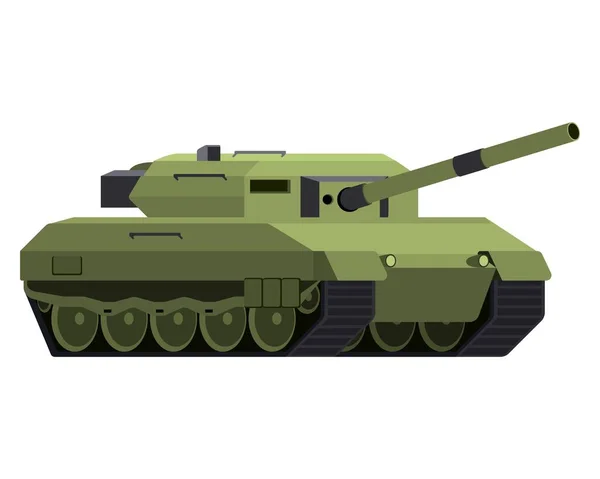 フラットスタイルの主力戦車 ドイツ軍用車両レオパード2 白を基調としたカラフルなベクトルイラスト — ストックベクタ