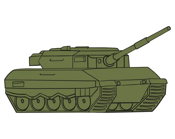 ラインアートのメイン戦車の色で ドイツ軍用車両レオパード2 白を基調としたカラフルなイラスト — ストック写真