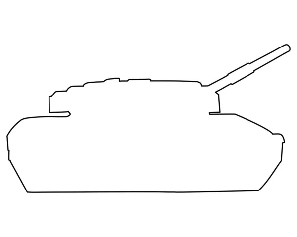 Huvudsaklig Stridsvagnsiluett Linjekonst Tyska Militärfordonet Leopard Illustration Isolerad Vit Bakgrund — Stockfoto