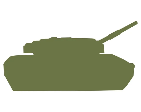 Silueta Del Tanque Batalla Principal Línea Arte Color Vehículo Militar —  Fotos de Stock