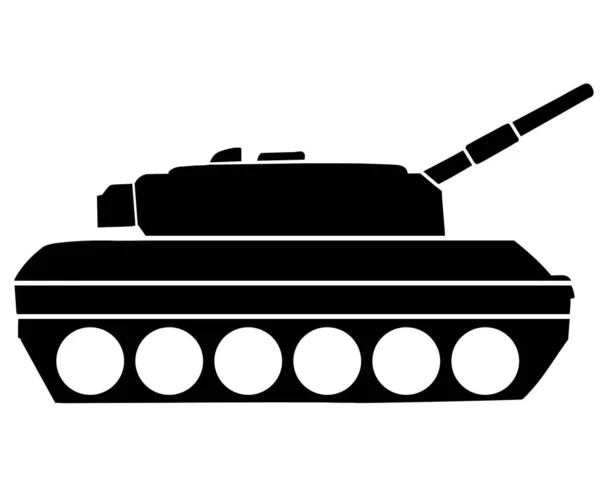 主战坦克白色车轮黑色轮廓 德国军车Leopard 在白色背景上孤立的彩色插图 — 图库照片