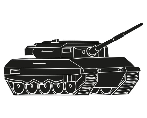 アウトラインの主力戦車 ドイツ軍用車両レオパード2 白を基調としたベクトルイラスト — ストックベクタ