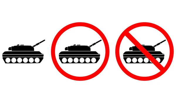 Stop Oorlog Een Doorgestreepte Tank Oorlogsborden Vector Illustratie Geïsoleerd Groene — Stockvector
