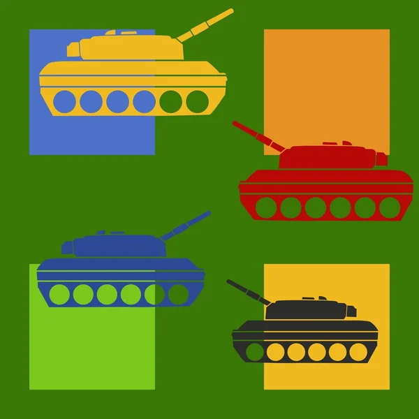Płynny Wzór Kolorowym Czołgiem Wojskowym Otoczenie Pojazdu Bojowego Kolorowa Ilustracja — Zdjęcie stockowe