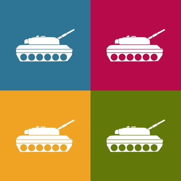Naadloos Pop Art Patroon Witte Militaire Tank Achtergrond Met Gevechtsvoertuig — Stockvector