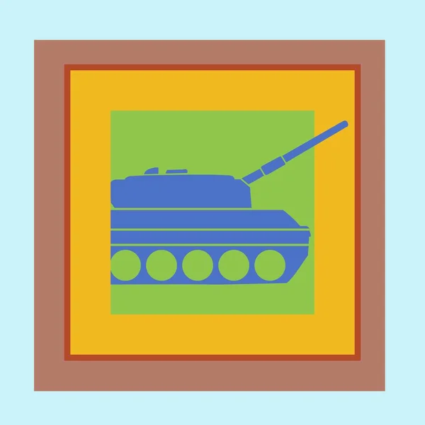 Çerçevesinde Ordu Tankı Olan Kusursuz Bir Model Savaş Aracıyla Arka — Stok Vektör