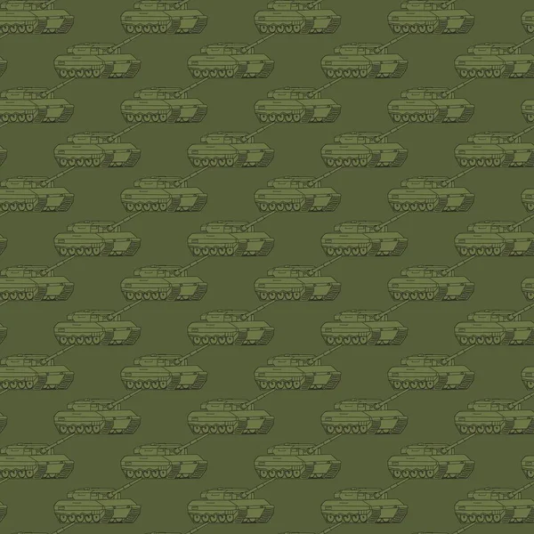 Nahtloses Muster Mit Militärischer Panzerbrigade Hintergrund Mit Kampffahrzeug Bunte Vektorillustration — Stockvektor