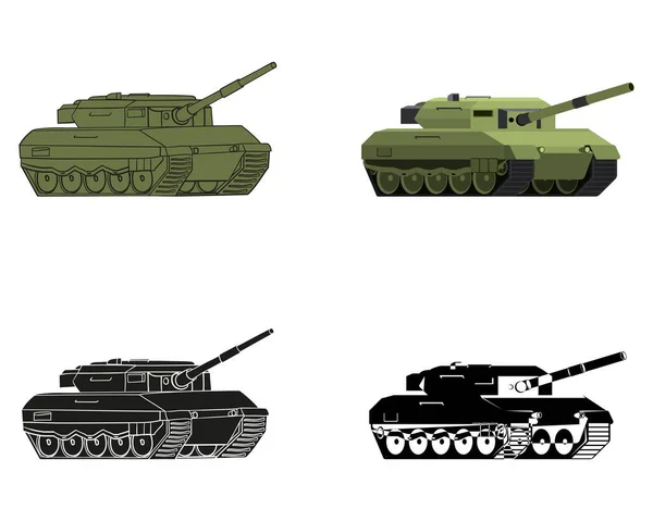 Harci Tank Beállítva Német Katonai Jármű Leopárd Illusztráció Elszigetelt Fehér — Stock Fotó