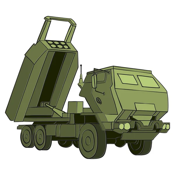 Himars Doodle Płaskim Stylu System Rakietowy M142 Dużej Ruchliwości Ciężarówka — Zdjęcie stockowe