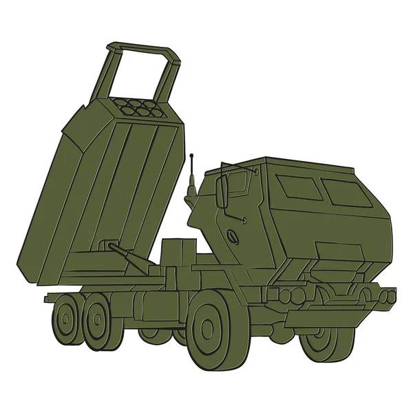 Himars Doodle Zarys Kolorze System Rakietowy M142 Dużej Ruchliwości Ciężarówka — Zdjęcie stockowe