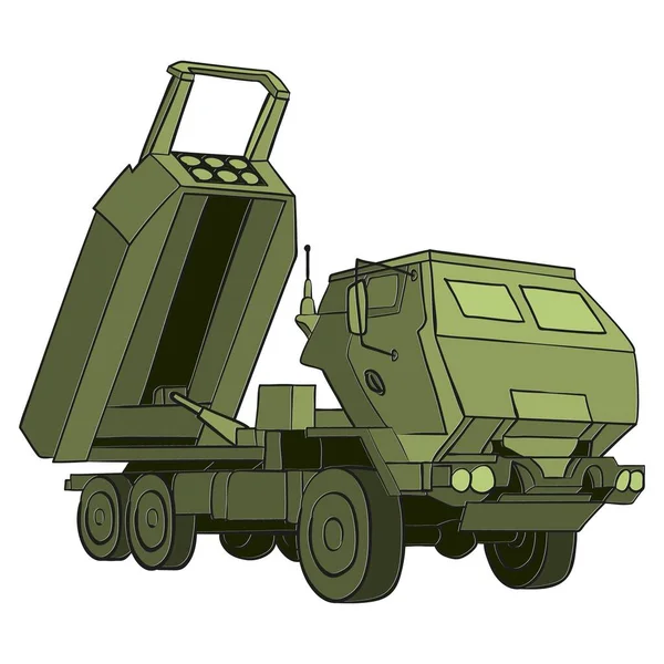 Himars Doodle Estilo Plano M142 Sistema Foguetes Artilharia Alta Mobilidade — Vetor de Stock