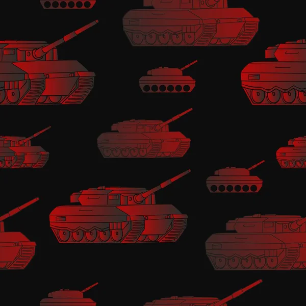 Nahtloses Muster Mit Roten Militärpanzern Hintergrund Mit Kampffahrzeug Bunte Vektorillustration — Stockvektor